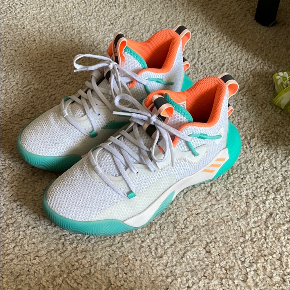 Kids White and Teal Sneakers